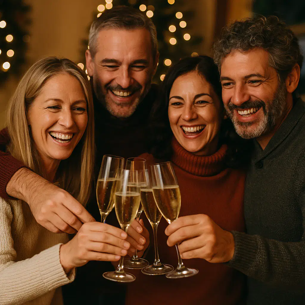 Gente brindando con cava