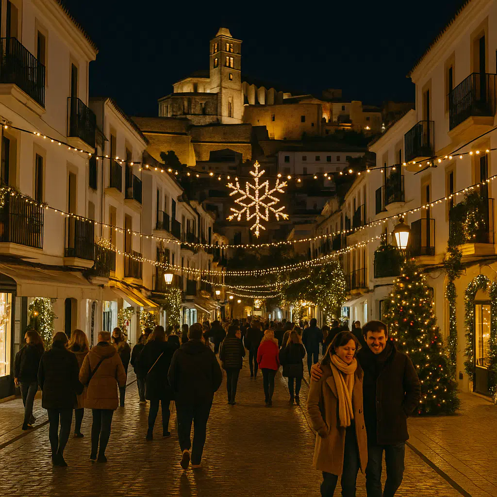 El casco antiguo de Ibiza en Navidad